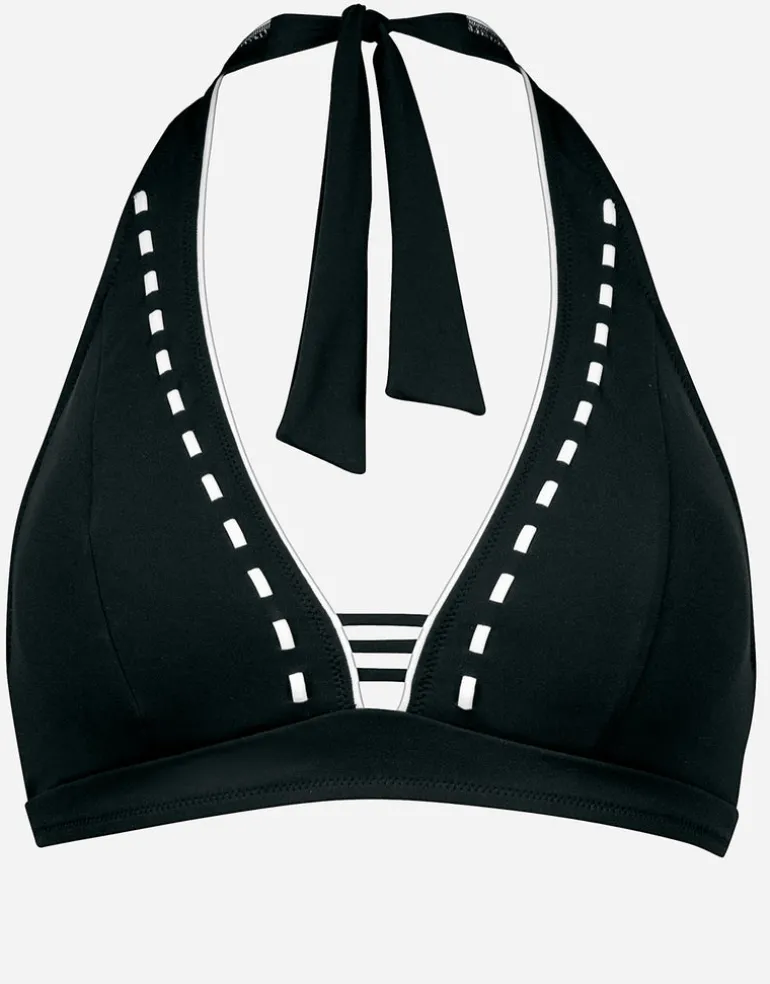 Marine Mindset Halter Bikini Top - Black and White
