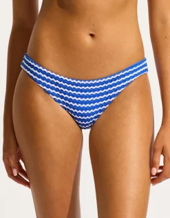 Mesh Effect Hipster Bikini Pant - Azure