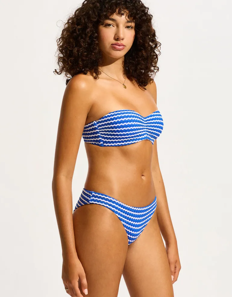 Mesh Effect Hipster Bikini Pant - Azure
