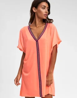 Mini Pima Abaya Dress - Coral