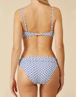 Mykonos Fold Over Bikini Pant - Blue and White