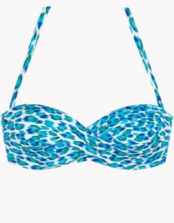 Nassau Twist Bandeau Bikini Top - Blue