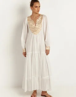 New Triangle Maxi Dress - White and Gold