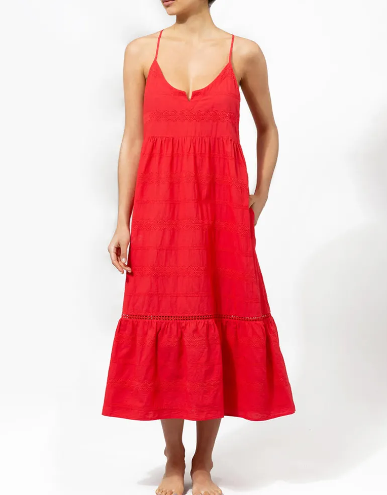 Numana Scoop Neck Dress - Red