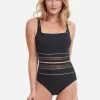Onyx Square Neck Tank Swimsuit - Black and Gold