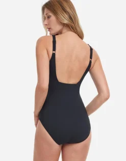 Onyx Square Neck Tank Swimsuit - Black and Gold