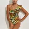 Optimist Ruffle Shoulder Swimsuit - Pina Colada