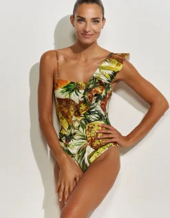 Optimist Ruffle Shoulder Swimsuit - Pina Colada