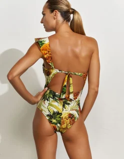 Optimist Ruffle Shoulder Swimsuit - Pina Colada