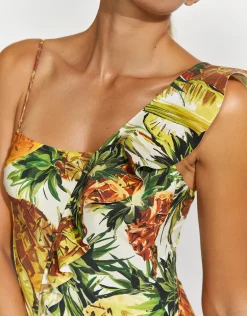 Optimist Ruffle Shoulder Swimsuit - Pina Colada