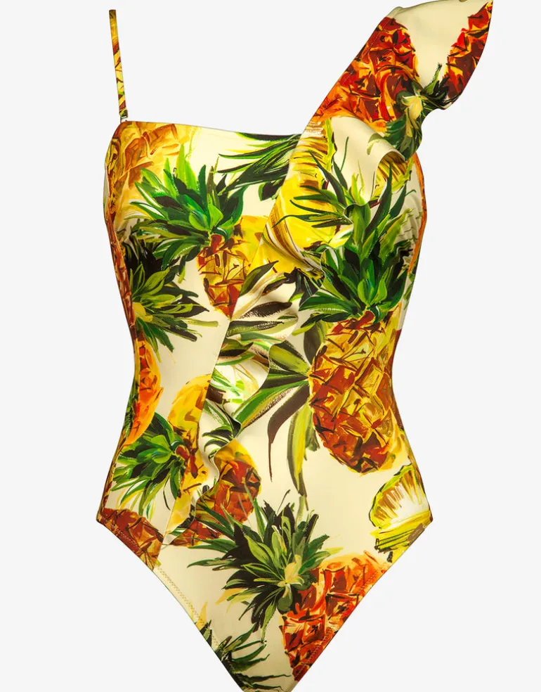 Optimist Ruffle Shoulder Swimsuit - Pina Colada