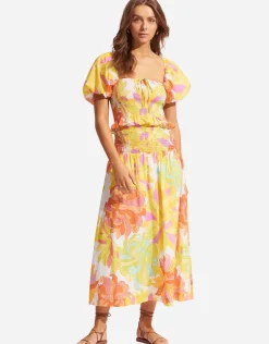 Palm Springs Shirring Skirt - Limelight