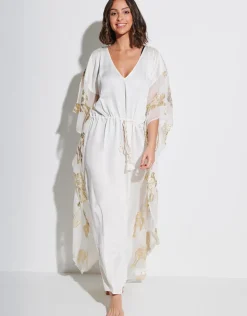 Palm Tree Kaftan - White