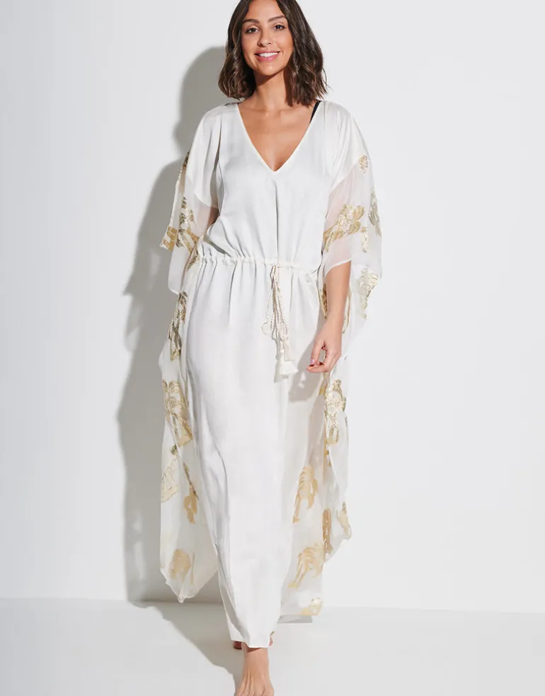 Palm Tree Kaftan - White