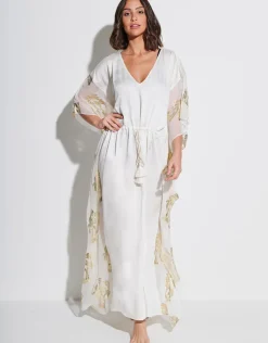 Palm Tree Kaftan - White