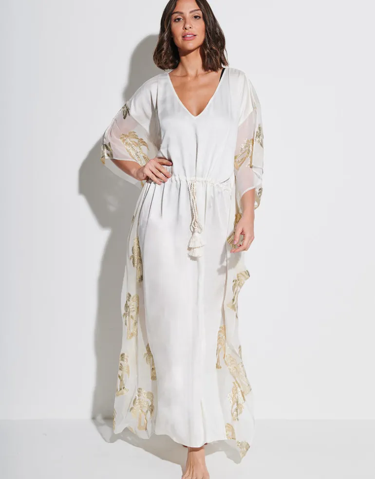 Palm Tree Kaftan - White