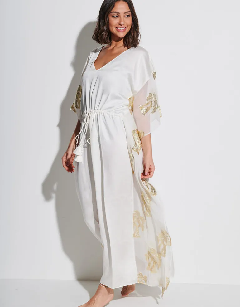 Palm Tree Kaftan - White
