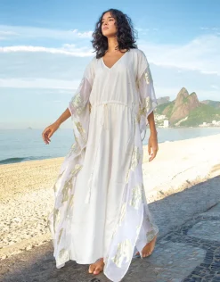 Palm Tree Kaftan - White