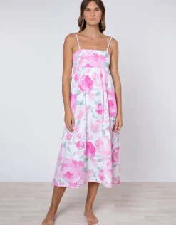 Peony Tie Back Midi Dress - Pink