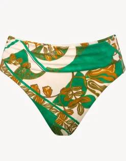 Perceptions Ruched Band Bikini Pant - Cream and Green