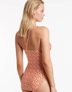 Playa One Shoulder Swimsuit - Fiamma Red
