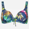 Plunge Moulded Underwired Bikini Top - Indigo Rainbow