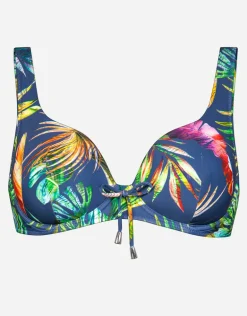 Plunge Moulded Underwired Bikini Top - Indigo Rainbow