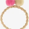 PomPom Hair Tie - Beige Glitter