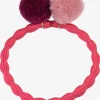 PomPom Hair Tie - Raspberry with Dusty Rose Bordeaux
