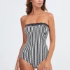 Portofino Bandeau Swimsuit - Black and White
