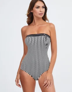 Portofino Bandeau Swimsuit - Black and White