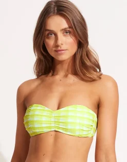 Portofino Ruched Bandeau Bikini Top - Wild Lime