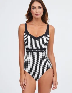 Portofino Underwired Swimsuit - Black and White