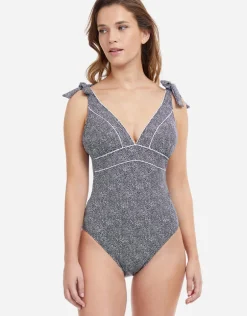 Profile Colette V Neck Swimsuit - Black and White