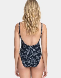 Profile Pepita Lace Up Side Swimsuit - Black/White