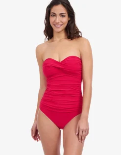 Profile Tutti Frutti Bandeau Swimsuit - Rose Red