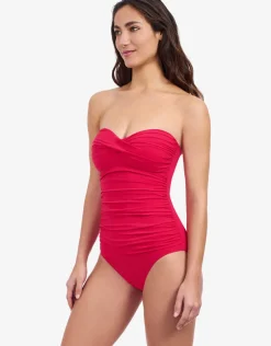 Profile Tutti Frutti Bandeau Swimsuit - Rose Red