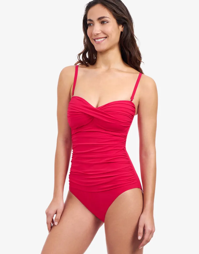 Profile Tutti Frutti Bandeau Swimsuit - Rose Red