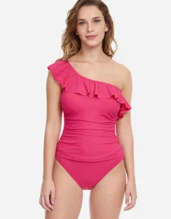 Profile Tutti Frutti Ruffle One Shoulder Swimsuit - Rose