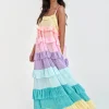 Rainbow Ruffle Tiered Dress - Pastels