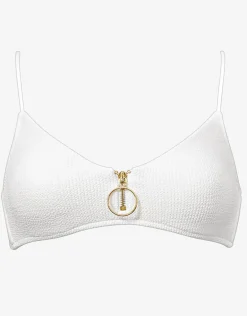Retro Purity Zip Front Bralette Bikini Top - White