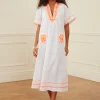 Rhodes Kaftan - White and Orange