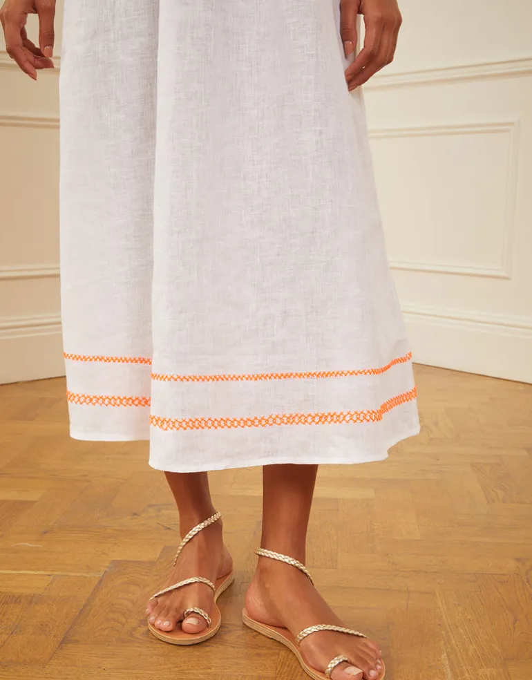 Rhodes Kaftan - White and Orange
