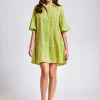 Romina 3/4 Sleeve Shirt Dress - Lime