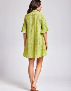 Romina 3/4 Sleeve Shirt Dress - Lime