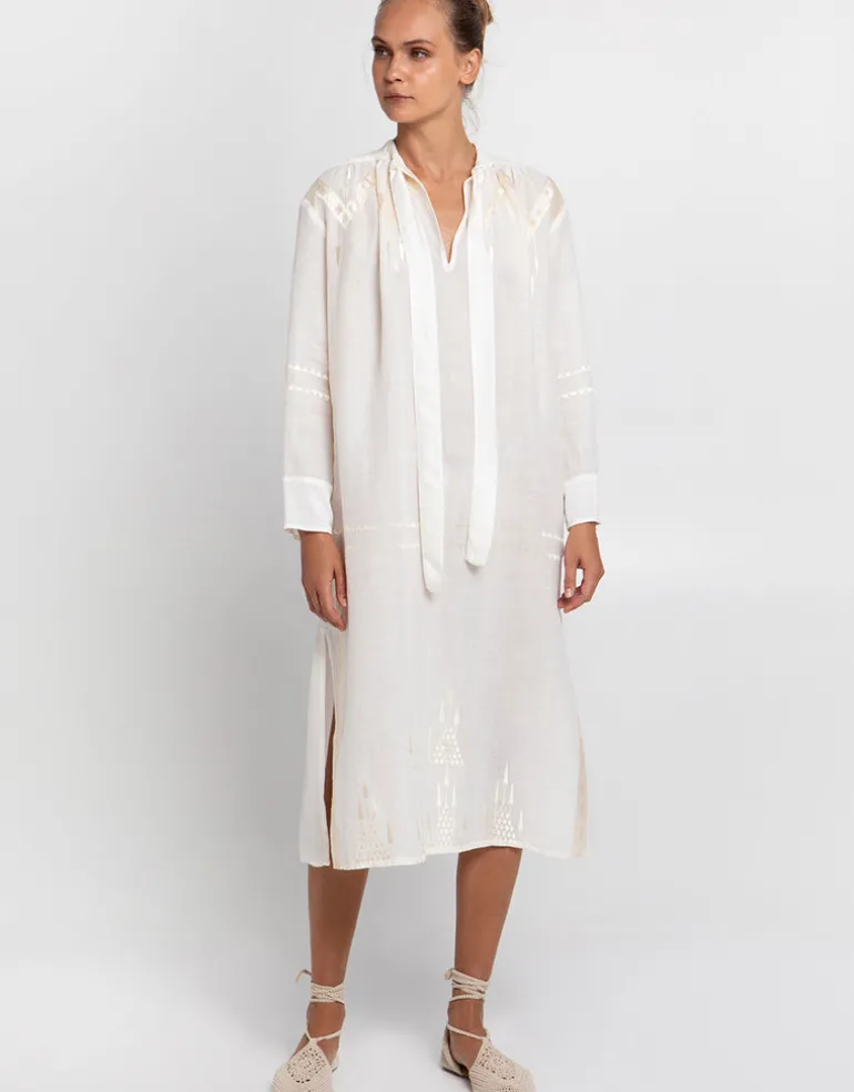 Roots Midi Shirt Dress - Natural and Champagne