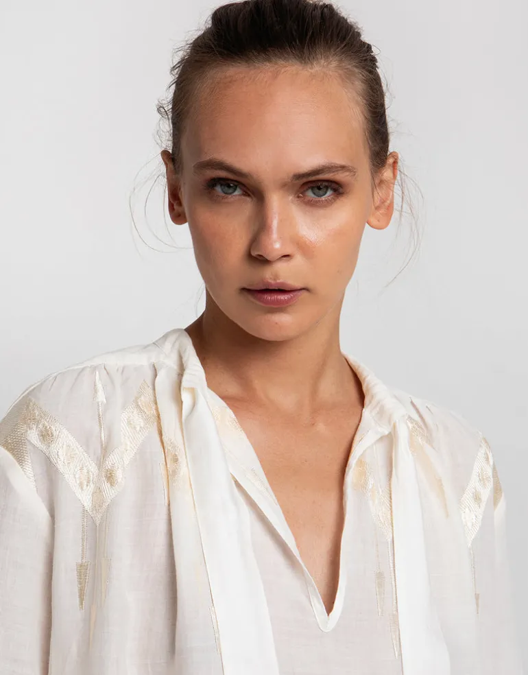 Roots Midi Shirt Dress - Natural and Champagne