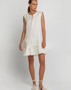 Roots Mini Dress - Natural and Champagne