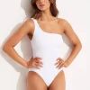 Sea Dive One Shoulder Swimsuit - White