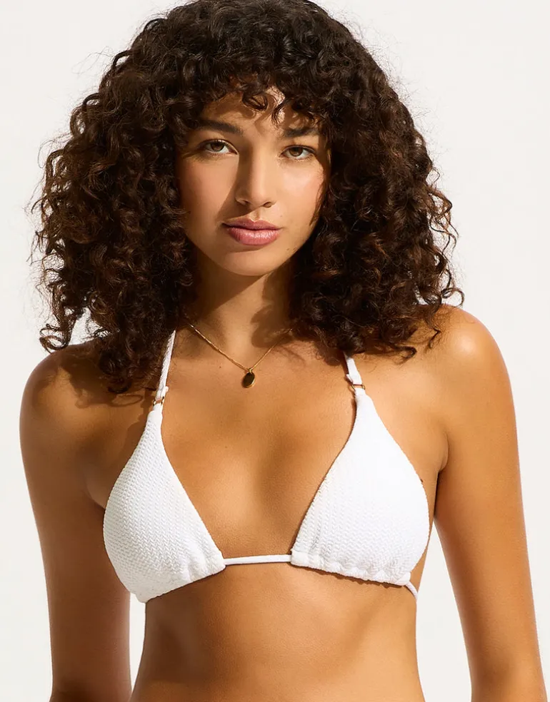 Sea Dive Slide Tri Bikini Top - White